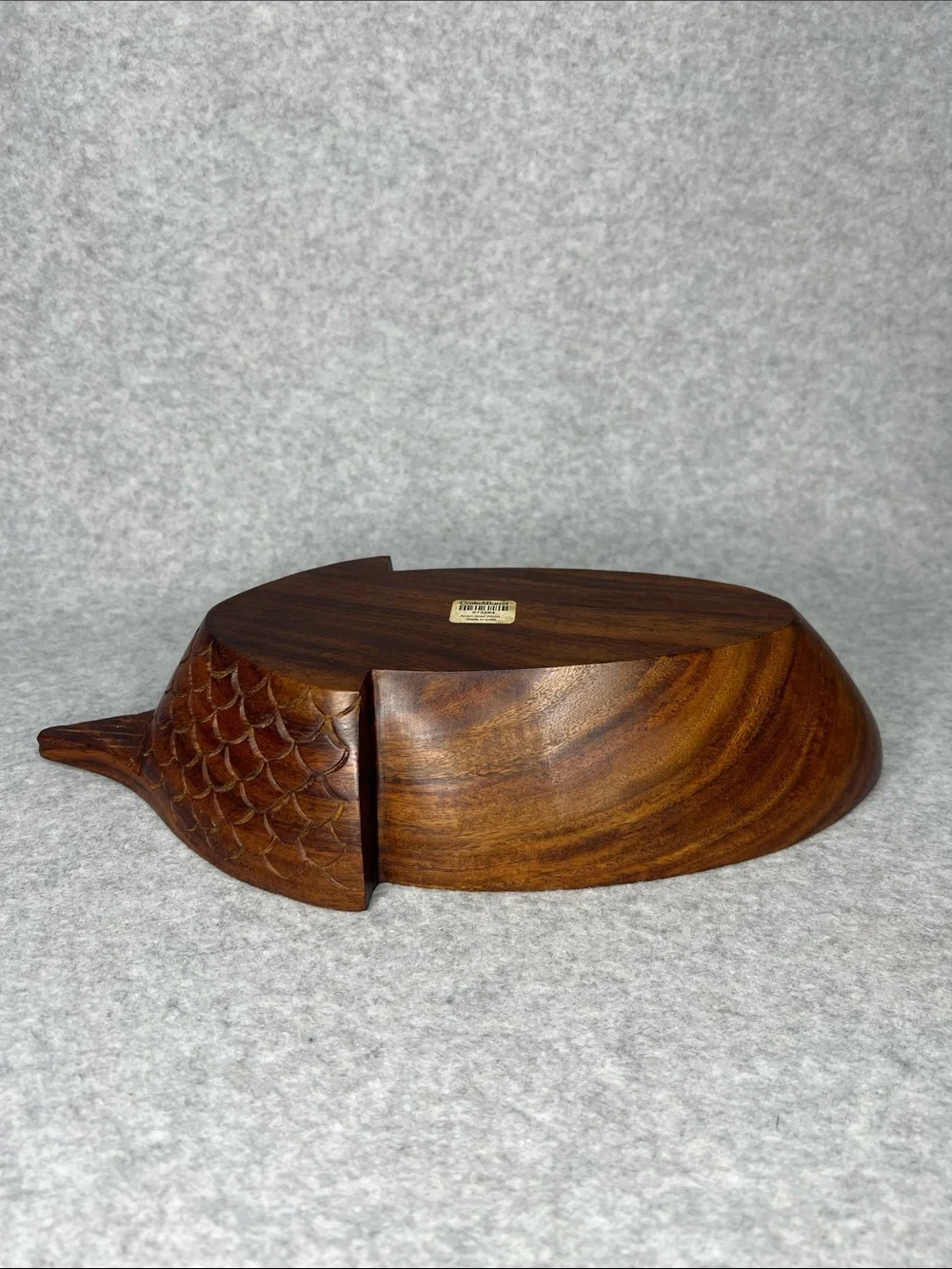 Crate&Barrel Vintage MCM Brown Acorn Wood Divided Serving Dish 12